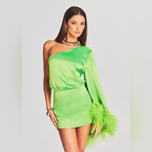 RETROFETE Allegra One Sleeve Feather Dress Dress in Lime Green Size Large NWT is available for purchase on au PAY Market - Imported Goods Online Store Co.Ltd. | au PAY Market - RETROFETE Allegra One Sleeve Feather Dress Dress in Lime Green Size Large NWT is available for purchase on au PAY Market - Imported Goods Online Store Co.Ltd. | au PAY Market -